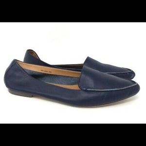 J. Crew Edie Loafer Navy Blue Leather Flats